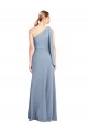 Compre Azul humo Cubierta Un Hombre Crepé Elástico Largo Formales Vestidos de dama de honor / Vestidos de fiesta