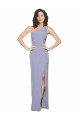 Compre Azul humo Cubierta Un Hombre Crepé Elástico Largo Formales Vestidos de dama de honor / Vestidos de fiesta