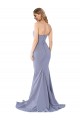 Compre Azul humo Sirena Cuello de Corazón Sin tirantes Crepé Elástico Largo Formales Vestidos de dama de honor / Vestidos de fiesta