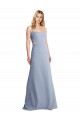 Compre Azul humo línea A Tirantes espagueti Cucharón Crepé Elástico Largo Vestidos de dama de honor / Vestidos de fiesta
