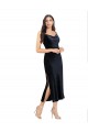 Compre Azul marina oscuro Columna Midi Terciopelo Elástico Corto Formales Vestidos de dama de honor / Vestidos de fiesta / Vestidos de cóctel