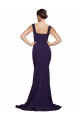 Compre Azul marina oscuro Cubierta Cuadrado Barrer tren Crepé Elástico Largo Vestidos de dama de honor / Vestidos de fiesta