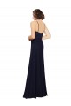 Compre Azul marina oscuro Cubierta Cucharón Gasa Largo Vestidos de dama de honor