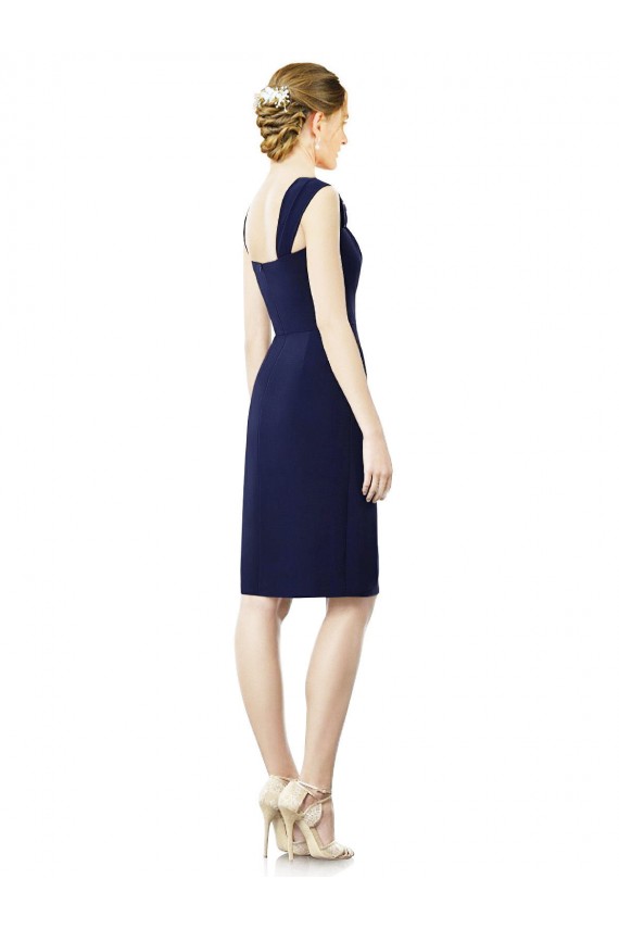 Compre Azul marina oscuro Cubierta Cuello de Corazón Gasa Corto Vestidos de dama de honor