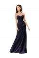 Compre Azul marina oscuro Cubierta Cuello de Corazón Gasa Largo Vestidos de dama de honor