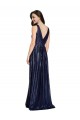 Compre Azul marina oscuro Cubierta Cuello en V Lentejuela Largo Formales Vestidos de dama de honor / Vestidos de fiesta