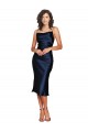 Compre Azul marina oscuro Cubierta Tirantes espagueti Midi Cóctel Satén sedoso Corto Formales Vestidos de dama de honor / Vestidos de fiesta / Vestidos de cóctel