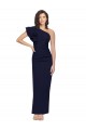 Compre Azul marina oscuro Cubierta Un Hombre Crepé Elástico Largo Formales Vestidos de dama de honor / Vestidos de fiesta