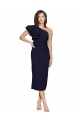 Compre Azul marina oscuro Cubierta Un Hombre Midi Crepé Elástico Corto Formales Vestidos de dama de honor / Vestidos de fiesta / Vestidos de cóctel