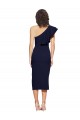 Compre Azul marina oscuro Cubierta Un Hombre Midi Crepé Elástico Corto Formales Vestidos de dama de honor / Vestidos de fiesta / Vestidos de cóctel