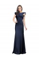 Compre Azul marina oscuro Sirena Barco Crepé Elástico Largo Vestidos de dama de honor / Vestidos de fiesta