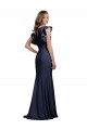Compre Azul marina oscuro Sirena Barco Crepé Elástico Largo Vestidos de dama de honor / Vestidos de fiesta