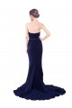 Compre Azul marina oscuro Sirena Cuello de Corazón Sin tirantes Barrer tren Crepé Elástico Largo Vestidos de dama de honor / Vestidos de fiesta