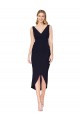 Compre Azul marina oscuro Sirena Cuello en V Cuello Alto Crepé Elástico Corto Asimétrico Formales Vestidos de dama de honor / Vestidos de fiesta / Vestidos de cóctel