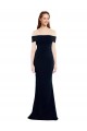 Compre Azul marina oscuro Sirena Hombros Descubiertos Crepé Elástico Largo Formales Vestidos de dama de honor / Vestidos de fiesta