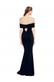 Compre Azul marina oscuro Sirena Hombros Descubiertos Crepé Elástico Largo Formales Vestidos de dama de honor / Vestidos de fiesta