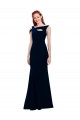 Compre Azul marina oscuro Sirena Hombros Descubiertos Crepé Elástico Largo Formales Vestidos de dama de honor / Vestidos de fiesta