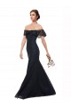 Compre Azul marina oscuro Sirena Hombros Descubiertos Encaje Largo Vestidos de dama de honor / Vestidos de fiesta