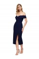 Compre Azul marina oscuro Sirena Hombros Descubiertos Midi Crepé Elástico Corto Formales Vestidos de dama de honor / Vestidos de fiesta / Vestidos de cóctel