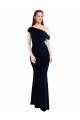 Compre Azul marina oscuro Sirena Un Hombre Crepé Elástico Largo Formales Vestidos de dama de honor / Vestidos de fiesta