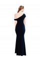 Compre Azul marina oscuro Sirena Un Hombre Crepé Elástico Largo Formales Vestidos de dama de honor / Vestidos de fiesta