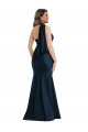 Compre Azul marina oscuro Sirena Un Hombre Halter Satén sedoso Largo Formales Vestidos de dama de honor / Vestidos de fiesta