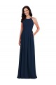 Compre Azul marina oscuro Trompeta Halter Crepé Elástico Largo Vestidos de dama de honor