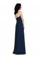 Compre Azul marina oscuro Trompeta Halter Crepé Elástico Largo Vestidos de dama de honor