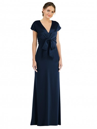 Compre Azul marina oscuro Trompeta Hombros Descubiertos Crepé Elástico Largo Formales Vestidos de dama de honor / Vestidos de fiesta