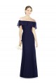 Compre Azul marina oscuro Trompeta Hombros Descubiertos Gasa Largo Vestidos de dama de honor