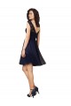 Compre Azul marina oscuro línea A Barco Tul Encaje Corto Vestidos de dama de honor / Vestidos de cóctel