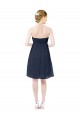 Compre Azul marina oscuro línea A Cuello de Corazón Gasa Corto Vestidos de dama de honor / Vestidos de cóctel