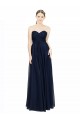 Compre Azul marina oscuro línea A Cuello de Corazón Sin tirantes Gasa Largo Vestidos de dama de honor