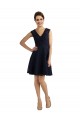 Compre Azul marina oscuro línea A Cuello en V Encaje Corto Vestidos de dama de honor / Vestidos de cóctel
