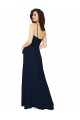 Compre Azul marina oscuro línea A Cuello en V Gasa Largo Vestidos de dama de honor