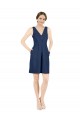 Compre Azul marina oscuro línea A Cuello en V Satén Corto Vestidos de dama de honor / Vestidos de cóctel