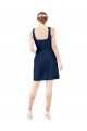 Compre Azul marina oscuro línea A Cuello en V Satén Corto Vestidos de dama de honor / Vestidos de cóctel