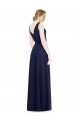 Compre Azul marina oscuro línea A Gasa Largo Vestidos de dama de honor