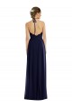 Compre Azul marina oscuro línea A Halter Gasa Largo Vestidos de dama de honor