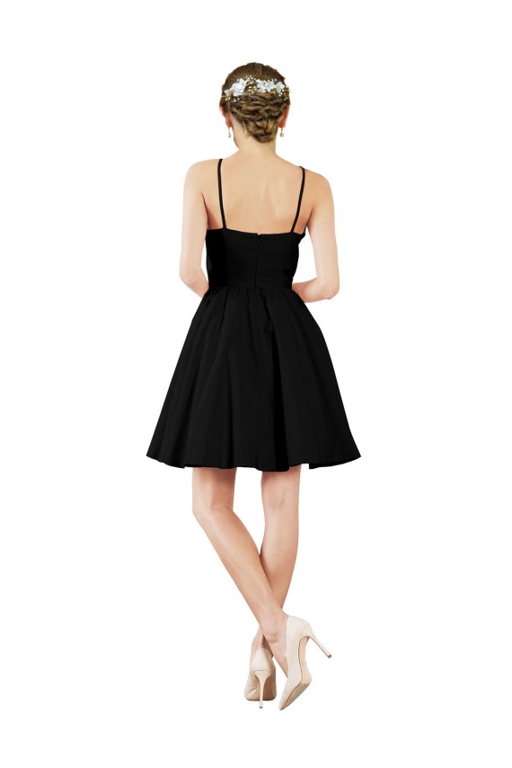 Compre Azul marina oscuro línea A Halter Satén Corto Vestidos de dama de honor / Vestidos de cóctel