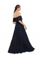Compre Azul marina oscuro línea A Hombros Descubiertos Gasa Largo Vestidos de dama de honor / Vestidos de fiesta