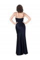 Compre Azul marina oscuro línea A Satén sedoso Largo Formales Vestidos de dama de honor / Vestidos de fiesta