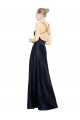 Compre Azul marina oscuro línea A Tirantes espagueti Cuello en V Satén Largo Vestidos de dama de honor / Vestidos de fiesta