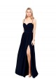 Compre Azul marina oscuro línea A Tirantes espagueti Gasa Largo Formales Vestidos de dama de honor / Vestidos de noche