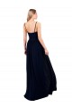 Compre Azul marina oscuro línea A Tirantes espagueti Gasa Largo Formales Vestidos de dama de honor / Vestidos de noche