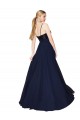 Compre Azul marina oscuro línea A Tirantes espagueti Gasa Lentejuela Largo Vestidos de dama de honor / Vestidos de fiesta
