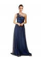 Compre Azul marina oscuro línea A Un Hombre Barrer tren Tul Largo Vestidos de dama de honor