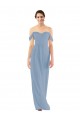 Compre Azul polvoriento Cubierta Hombros Descubiertos Gasa Largo Vestidos de dama de honor