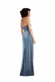 Compre Azul polvoriento Cubierta Sin tirantes Terciopelo Elástico Largo Formales Vestidos de dama de honor / Vestidos de fiesta