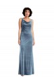 Compre Azul polvoriento Cubierta Terciopelo Elástico Largo Vestidos de dama de honor / Vestidos de fiesta